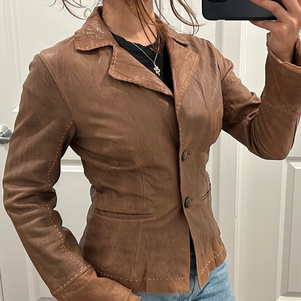 Genuine Tan Leather Jacket